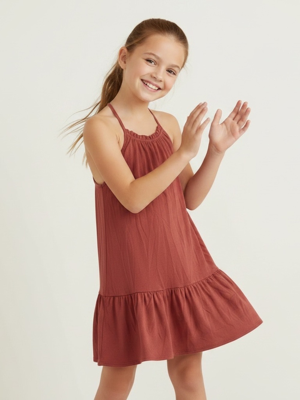 Volcom | Like new spaghetti strap high neck flounce mini dress size 8 medium